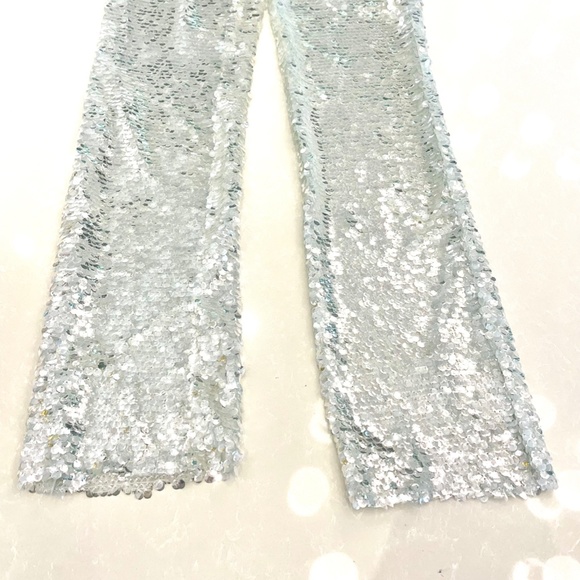 ILA Glide Sequin Silver Straight Trousers - Picture 8 of 13